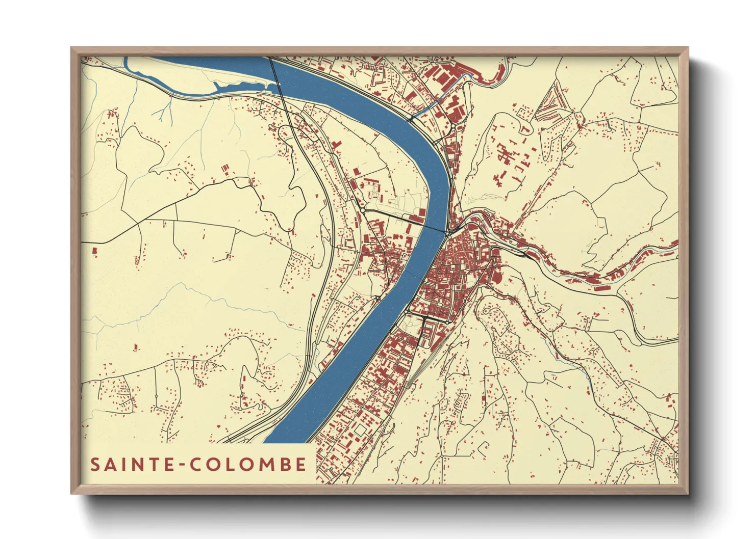 Une affiche de carte sur Sainte-Colombe