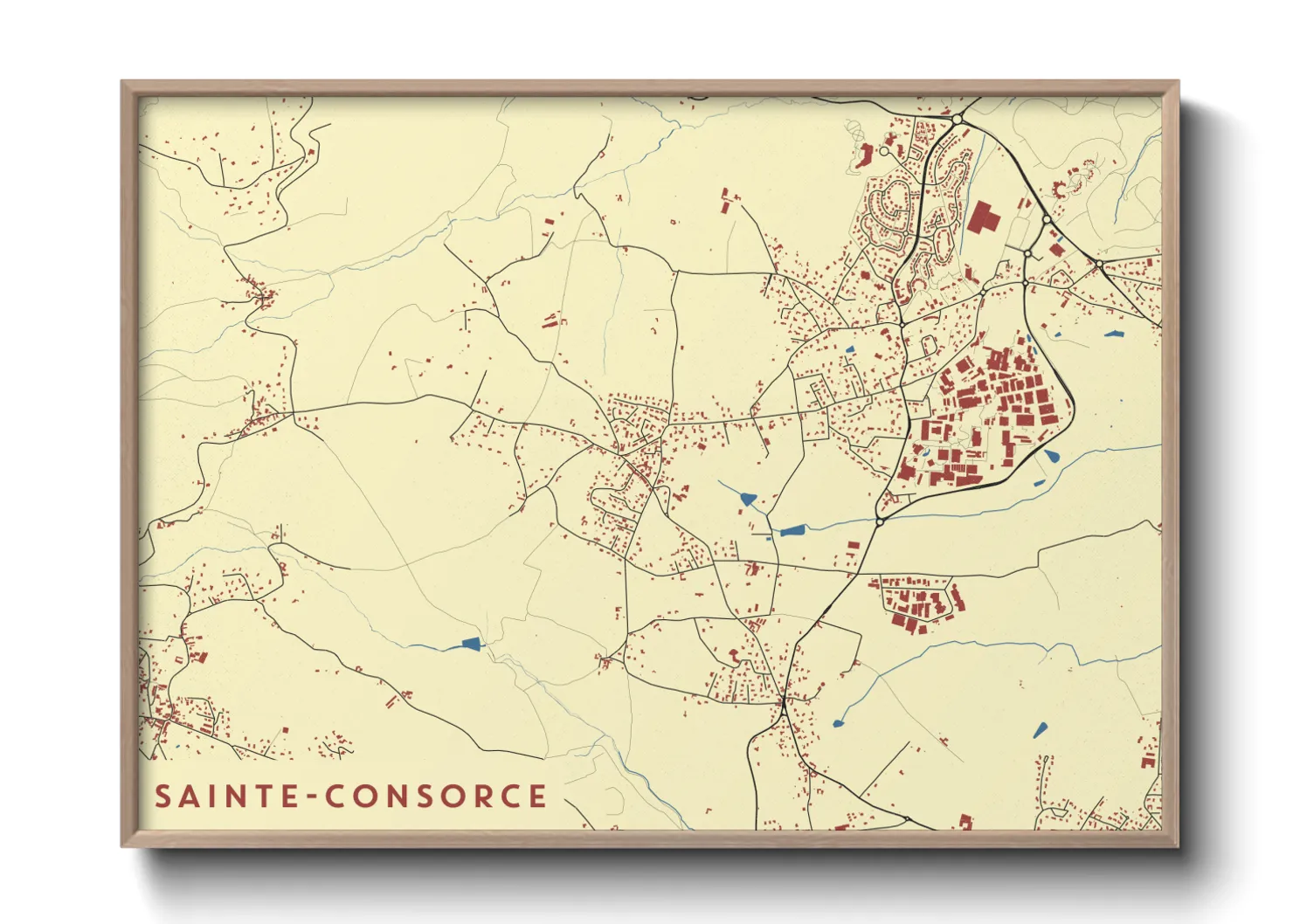 Une affiche de carte sur Sainte-Consorce