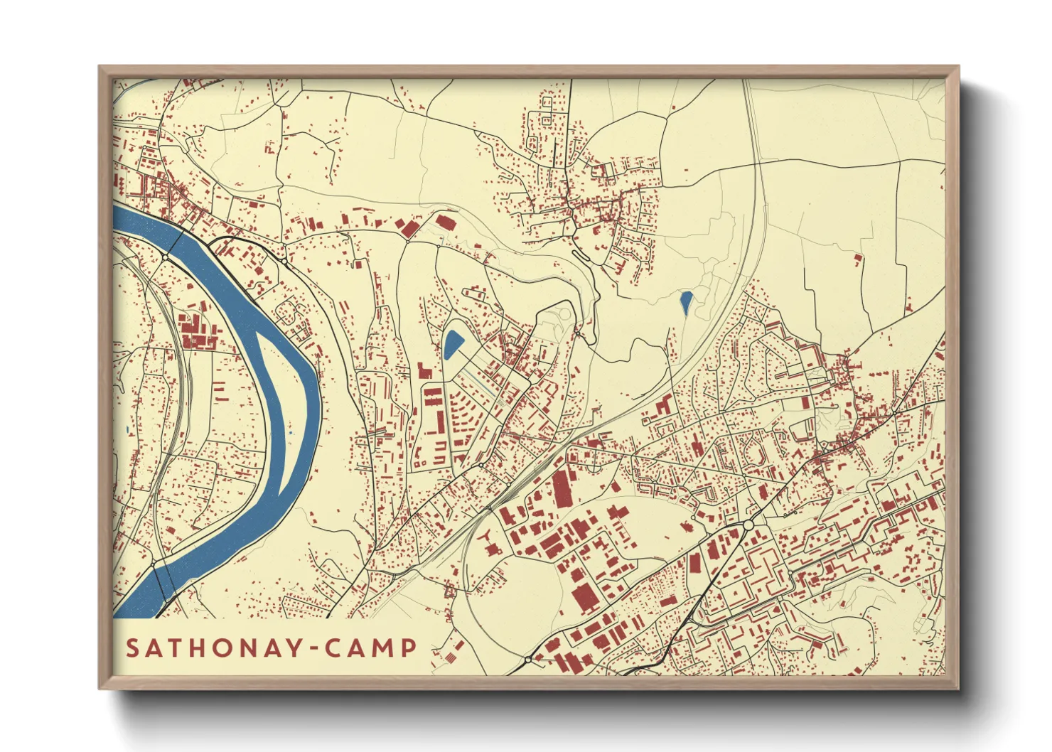 Une affiche de carte sur Sathonay-Camp
