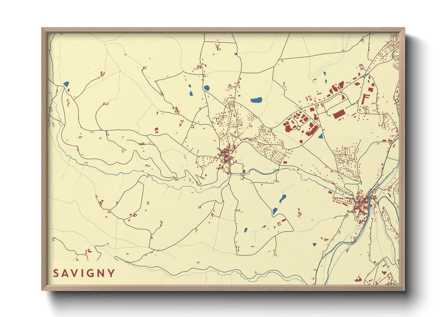 Une affiche de carte sur Savigny