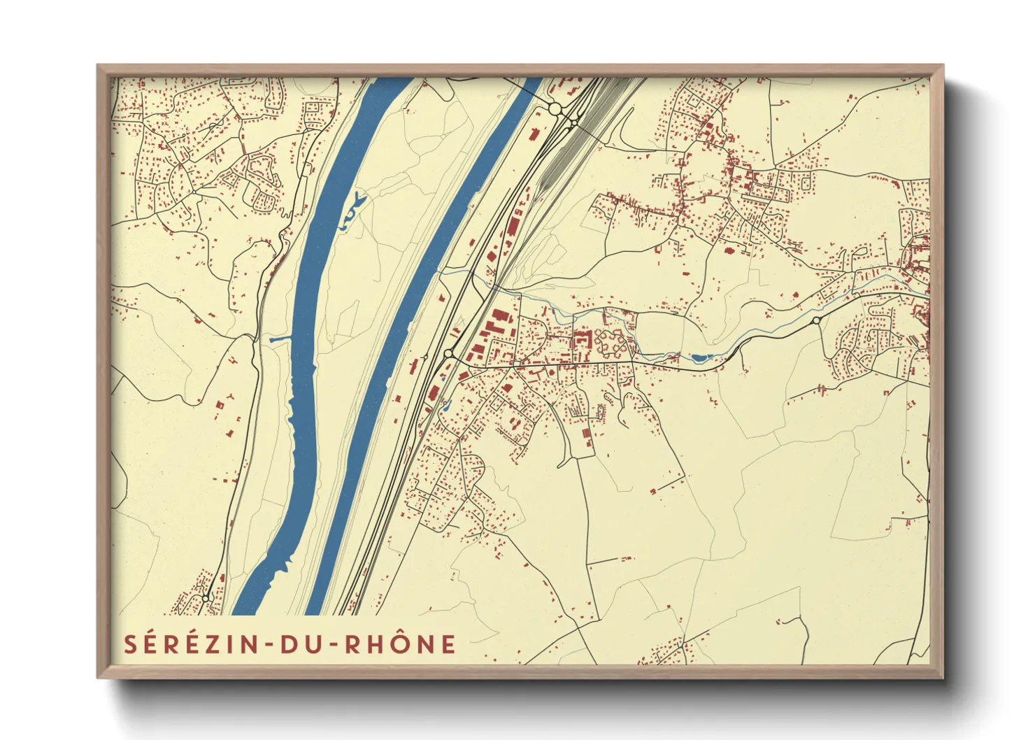 Une affiche de carte sur Sérézin-du-Rhône