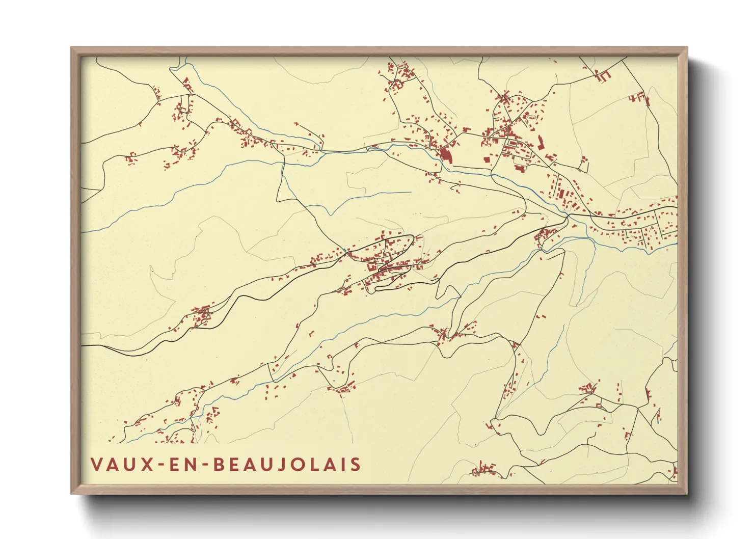Une affiche de carte sur Vaux-en-Beaujolais