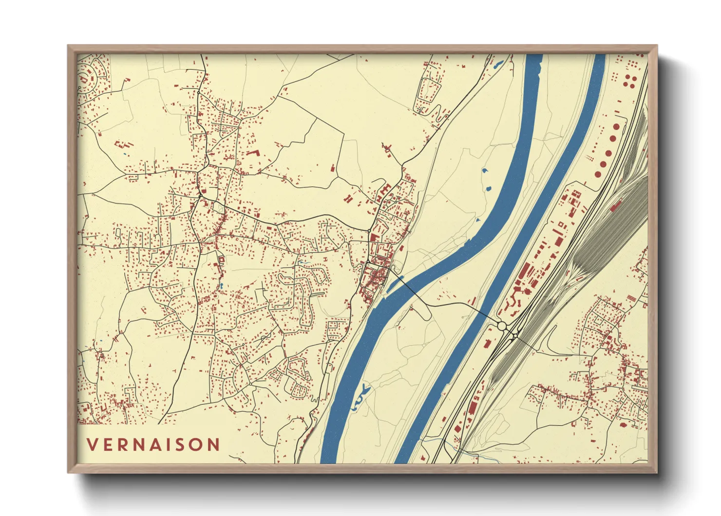 Une affiche de carte sur Vernaison