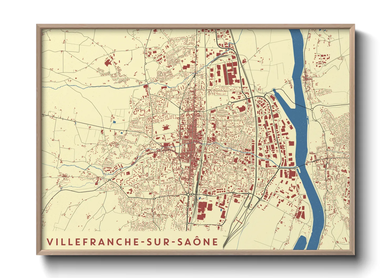 Une affiche de carte sur Villefranche-sur-Saône