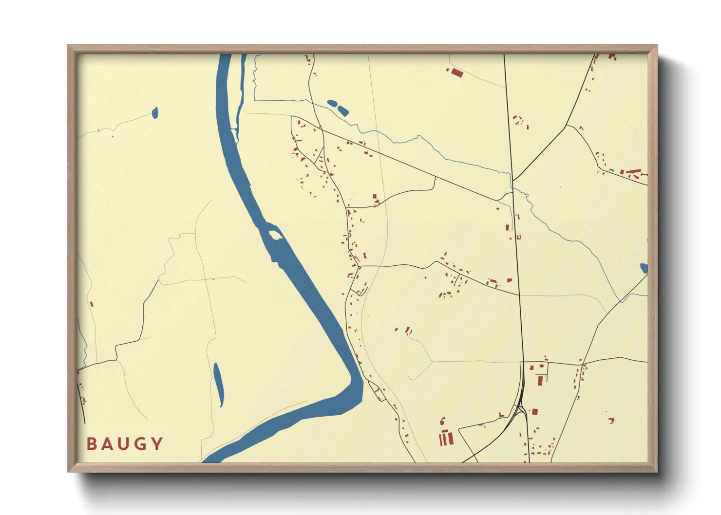 Une affiche de carte sur Baugy