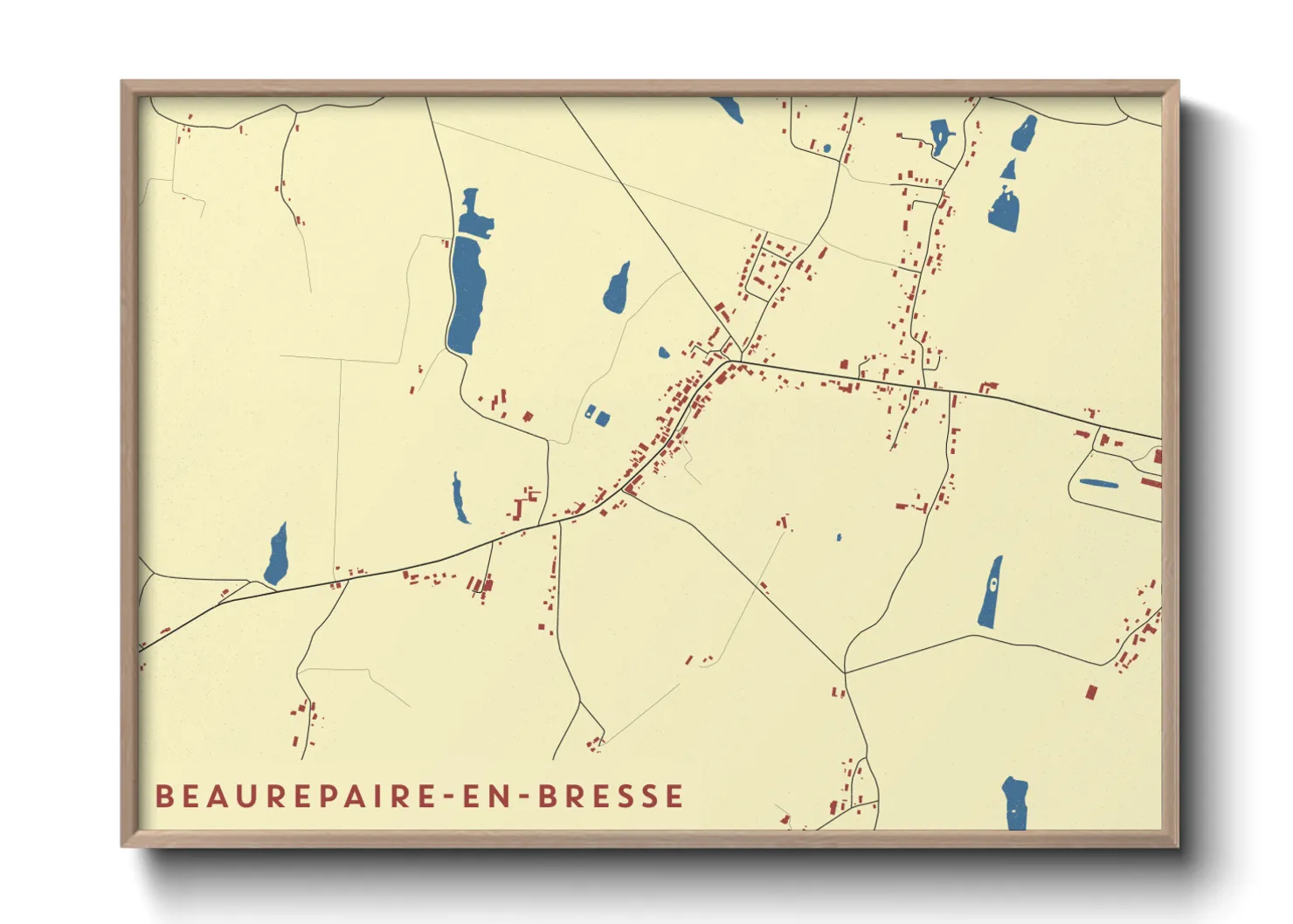 Une affiche de carte sur Beaurepaire-en-Bresse