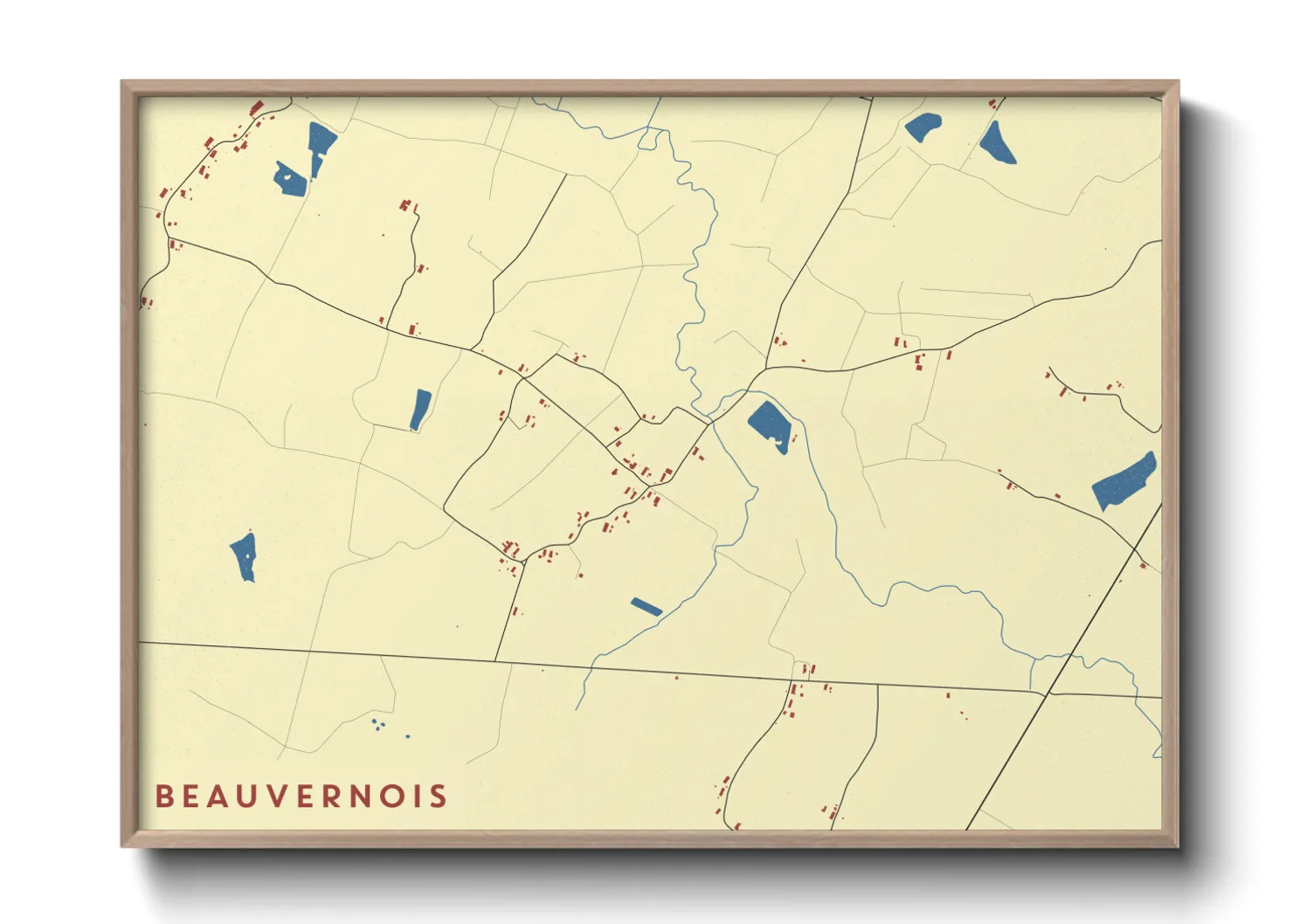 Une affiche de carte sur Beauvernois