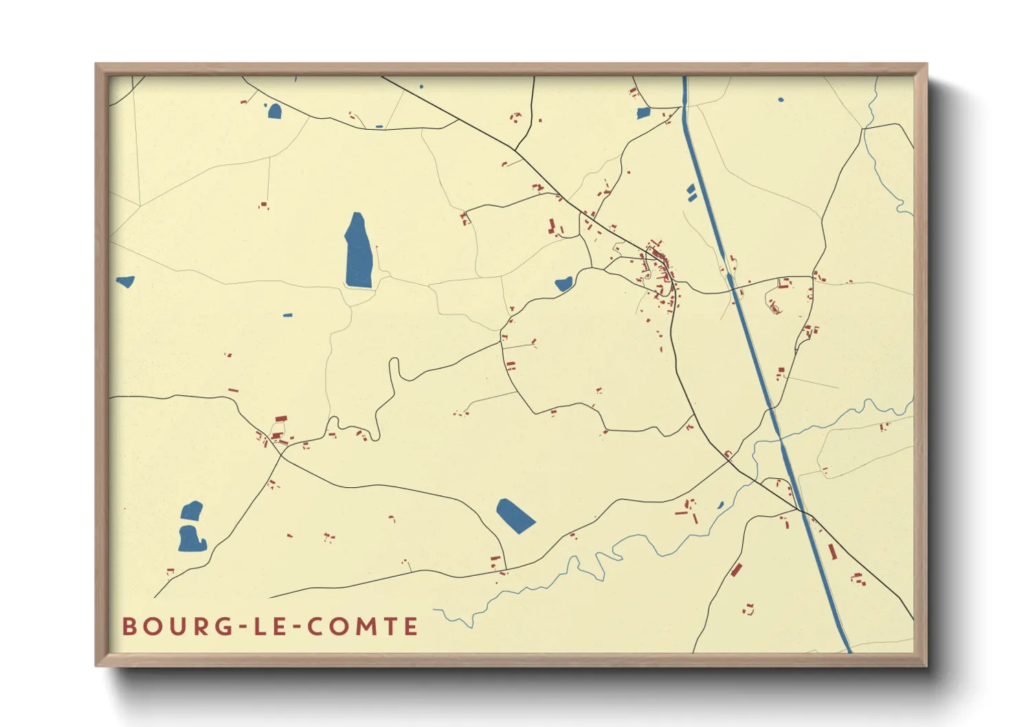 Une affiche de carte sur Bourg-le-Comte