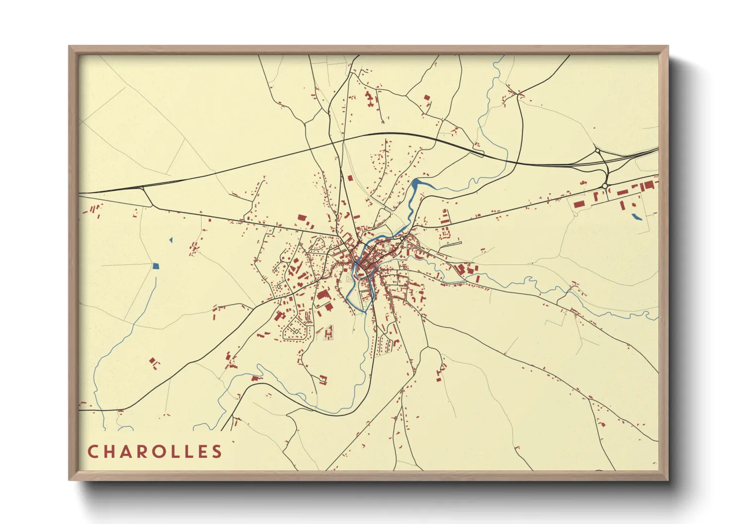 Une affiche de carte sur Charolles
