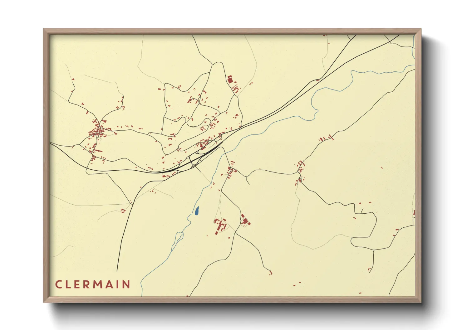 Une affiche de carte sur Clermain