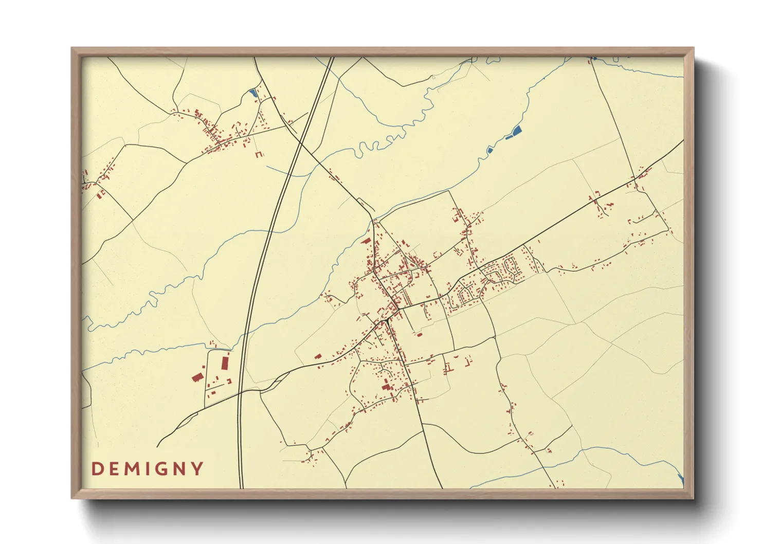 Une affiche de carte sur Demigny