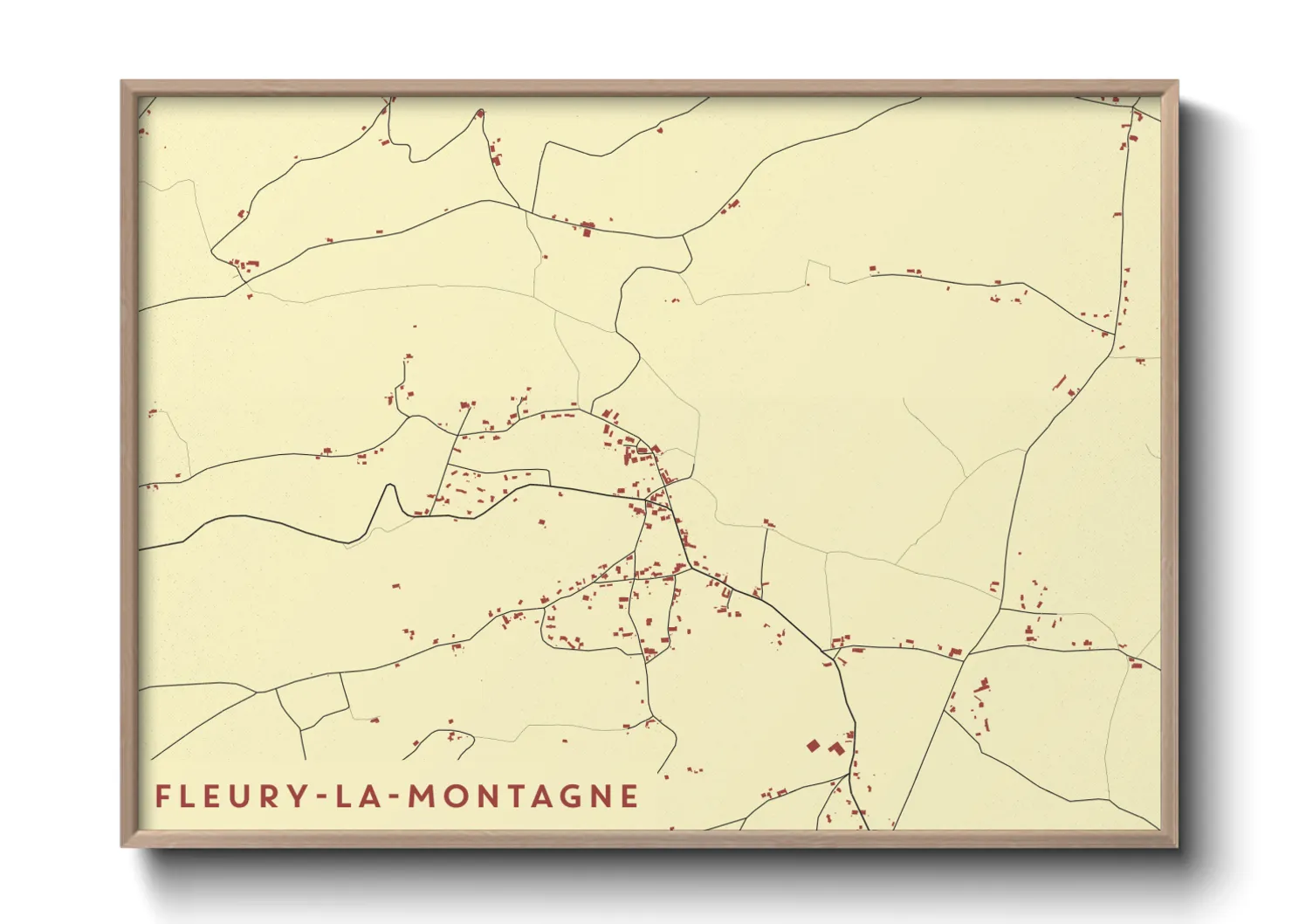 Une affiche de carte sur Fleury-la-Montagne