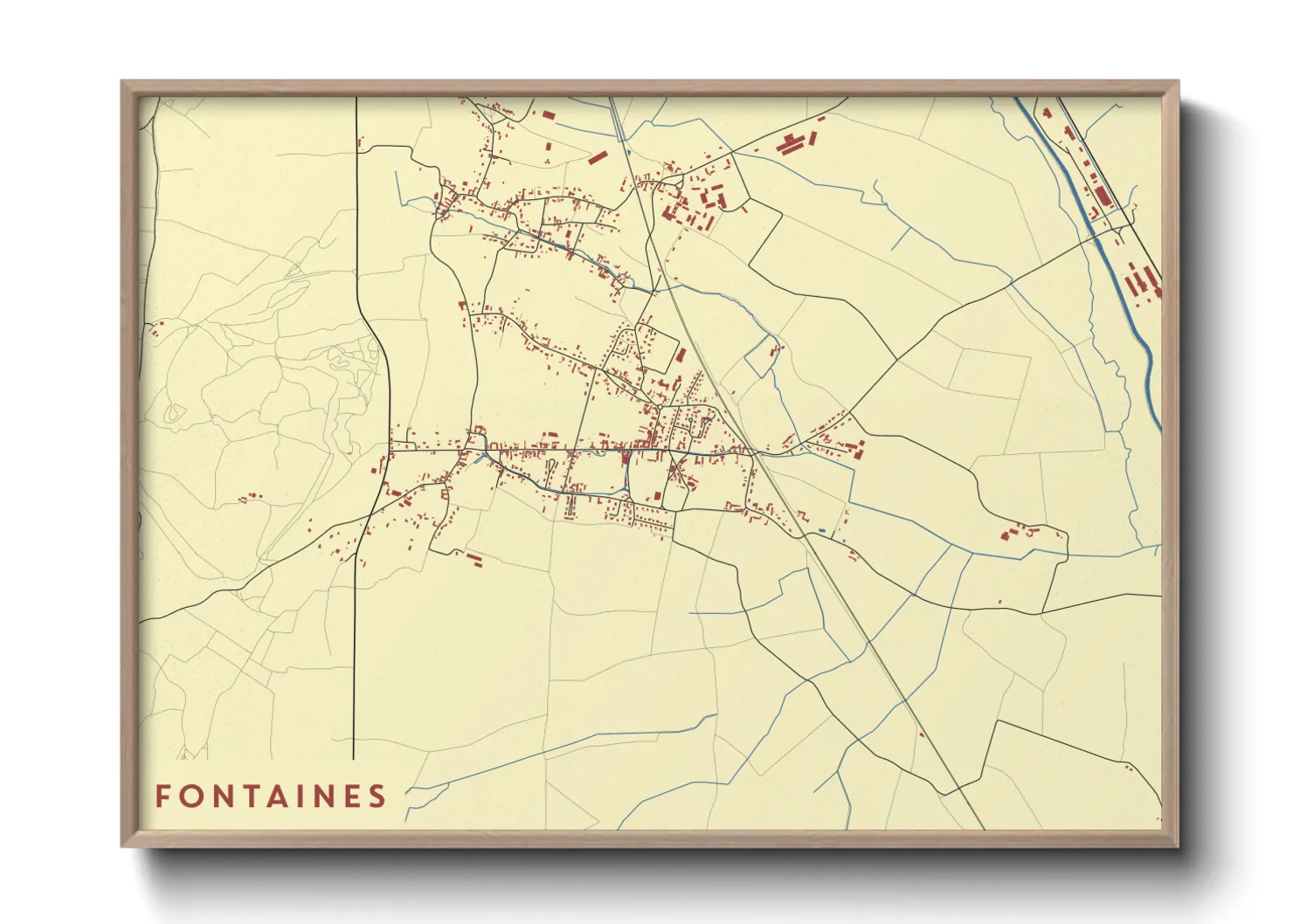 Une affiche de carte sur Fontaines