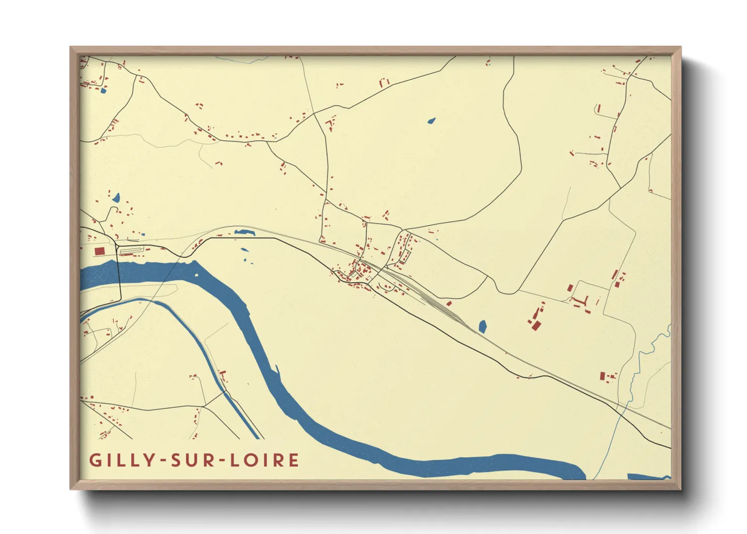 Une affiche de carte sur Gilly-sur-Loire