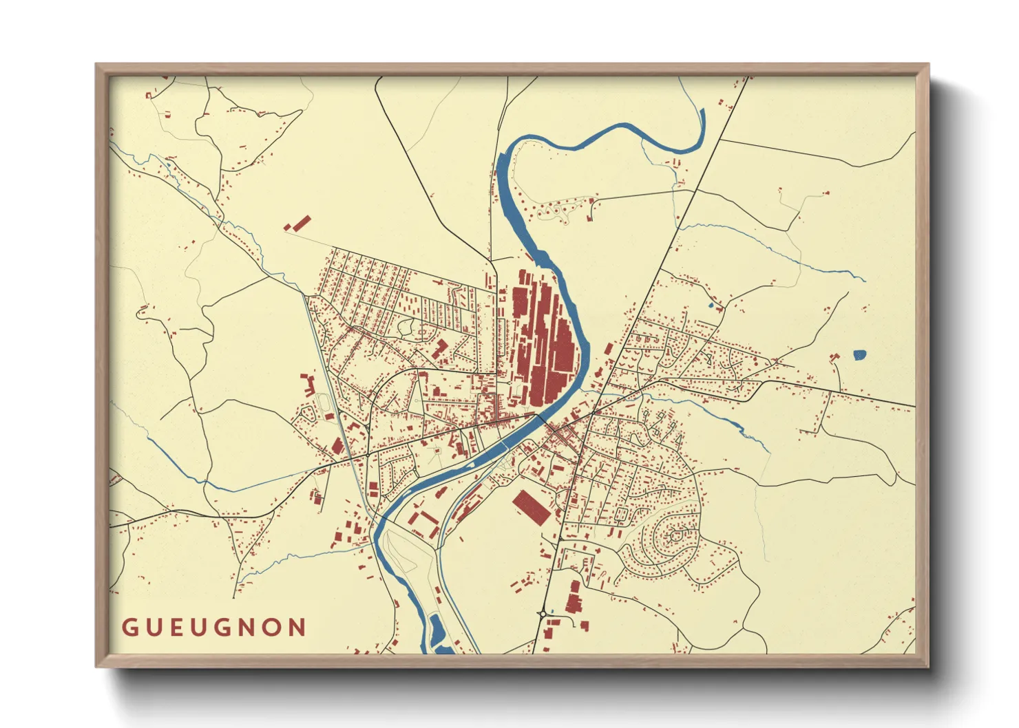 Une affiche de carte sur Gueugnon