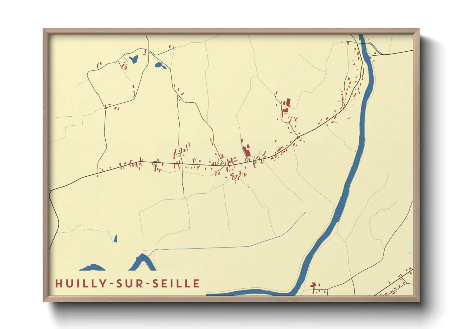 Une affiche de carte sur Huilly-sur-Seille