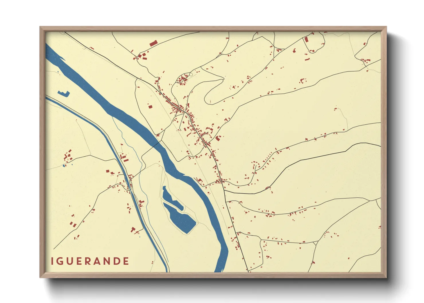 Une affiche de carte sur Iguerande
