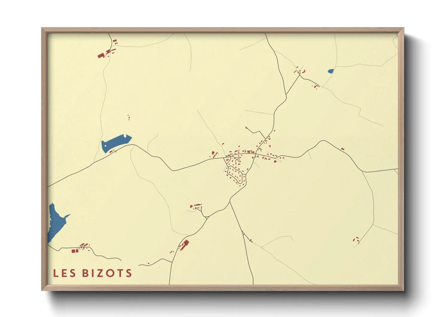 Une affiche de carte sur Les Bizots