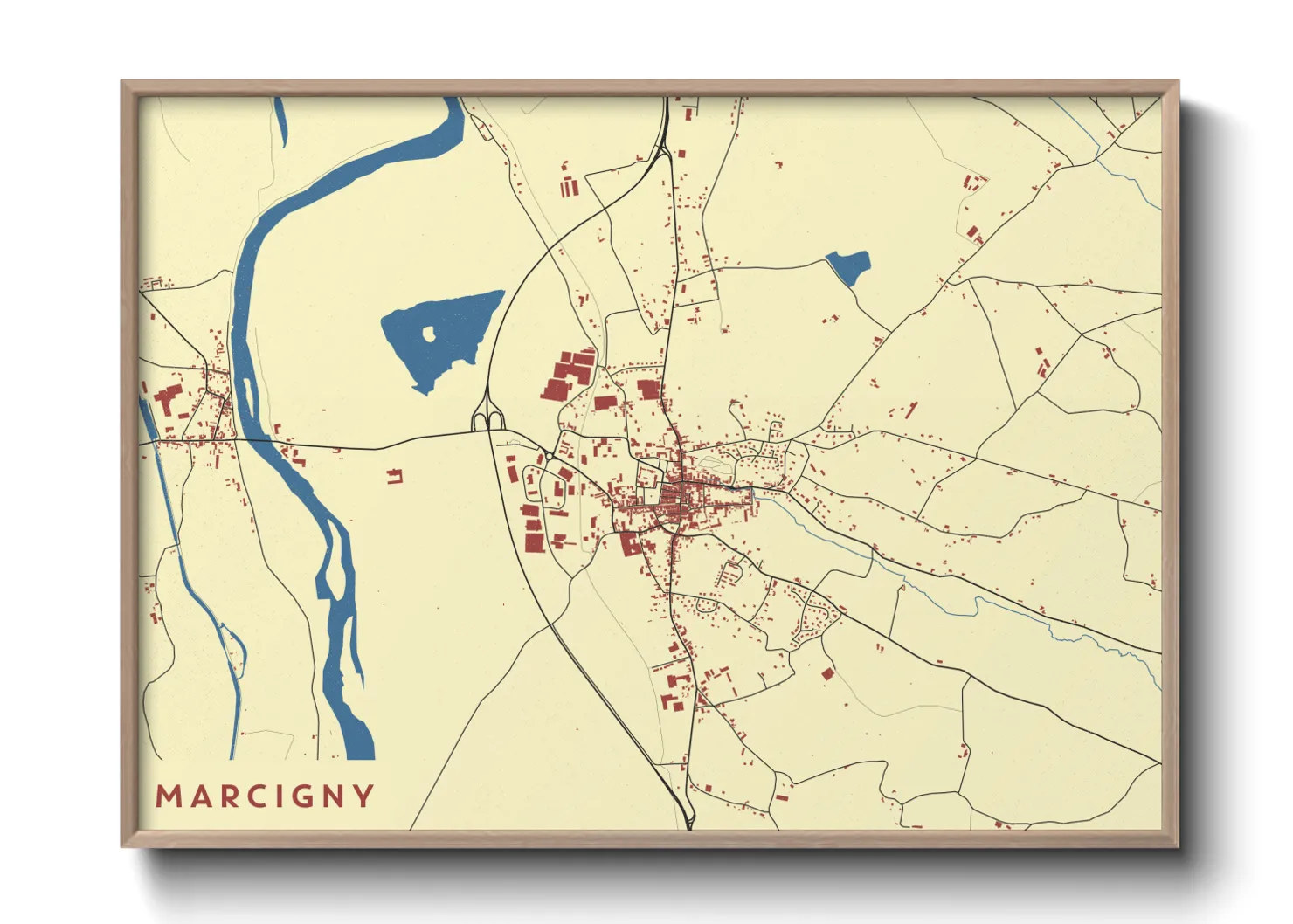 Une affiche de carte sur Marcigny