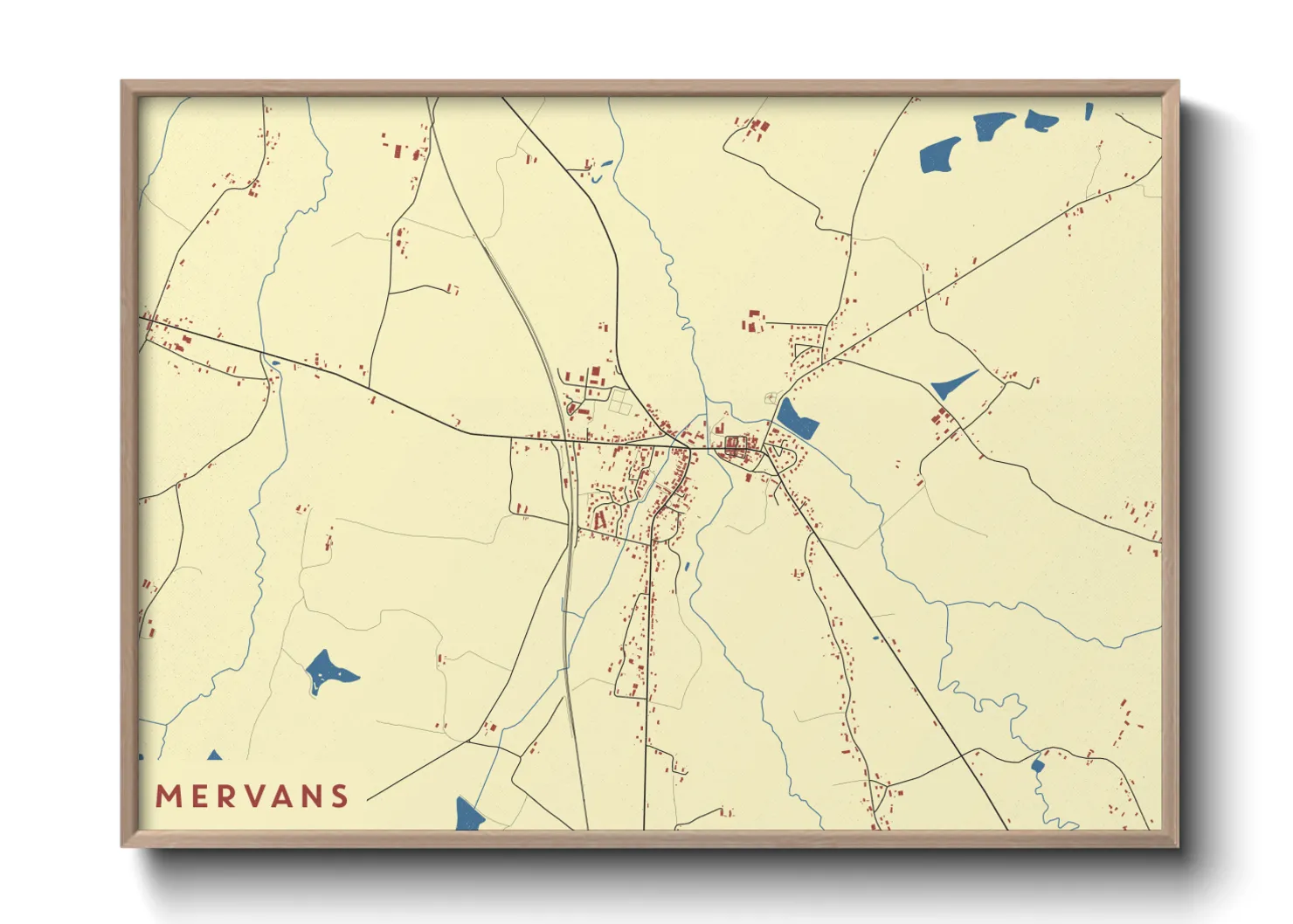 Une affiche de carte sur Mervans