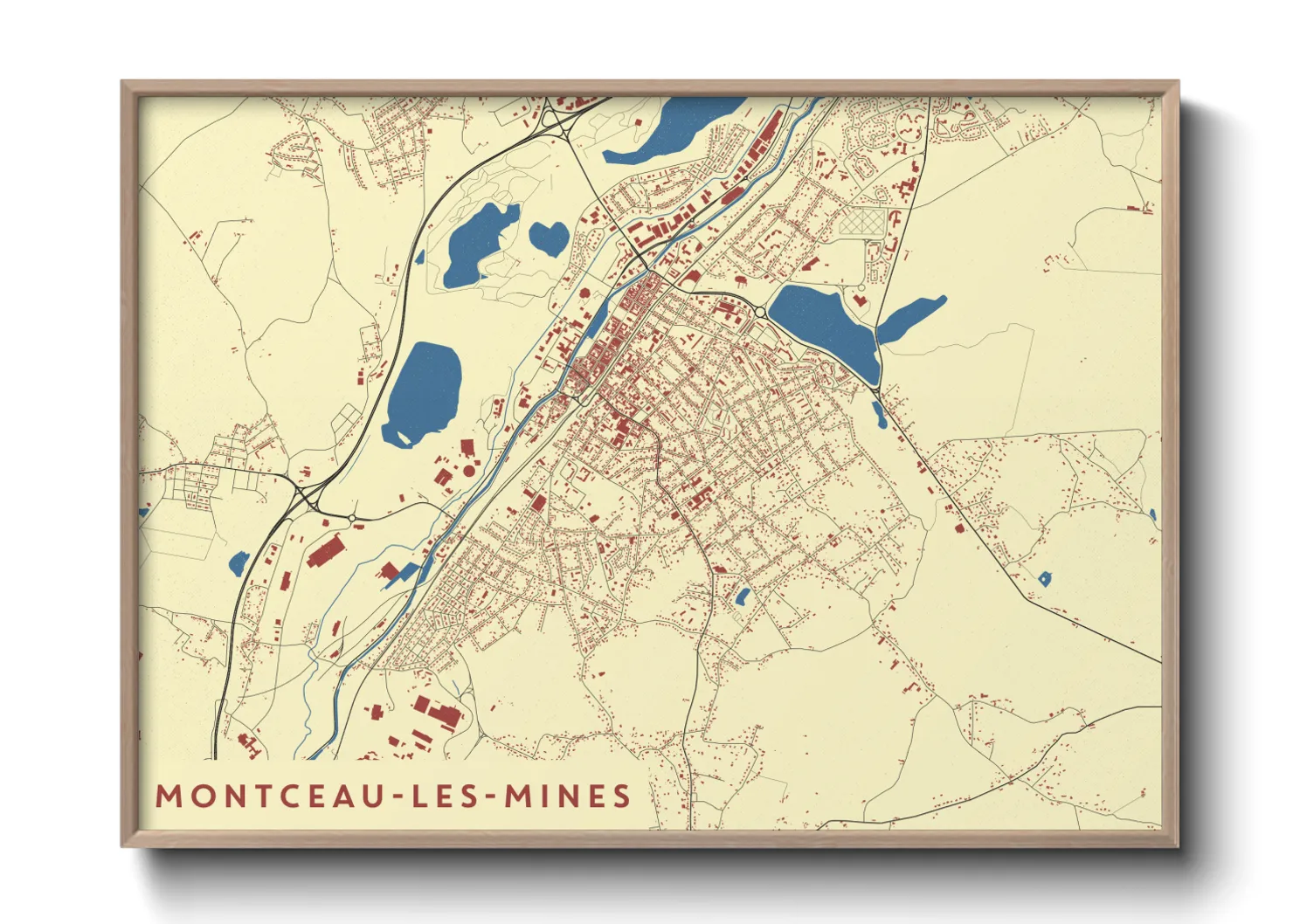 Une affiche de carte sur Montceau-les-Mines