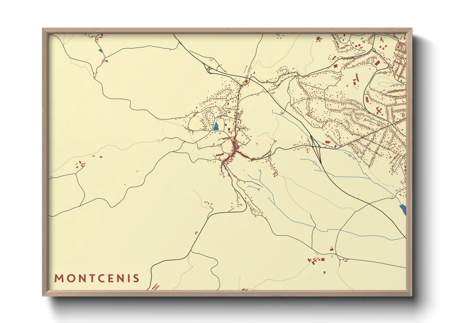 Une affiche de carte sur Montcenis