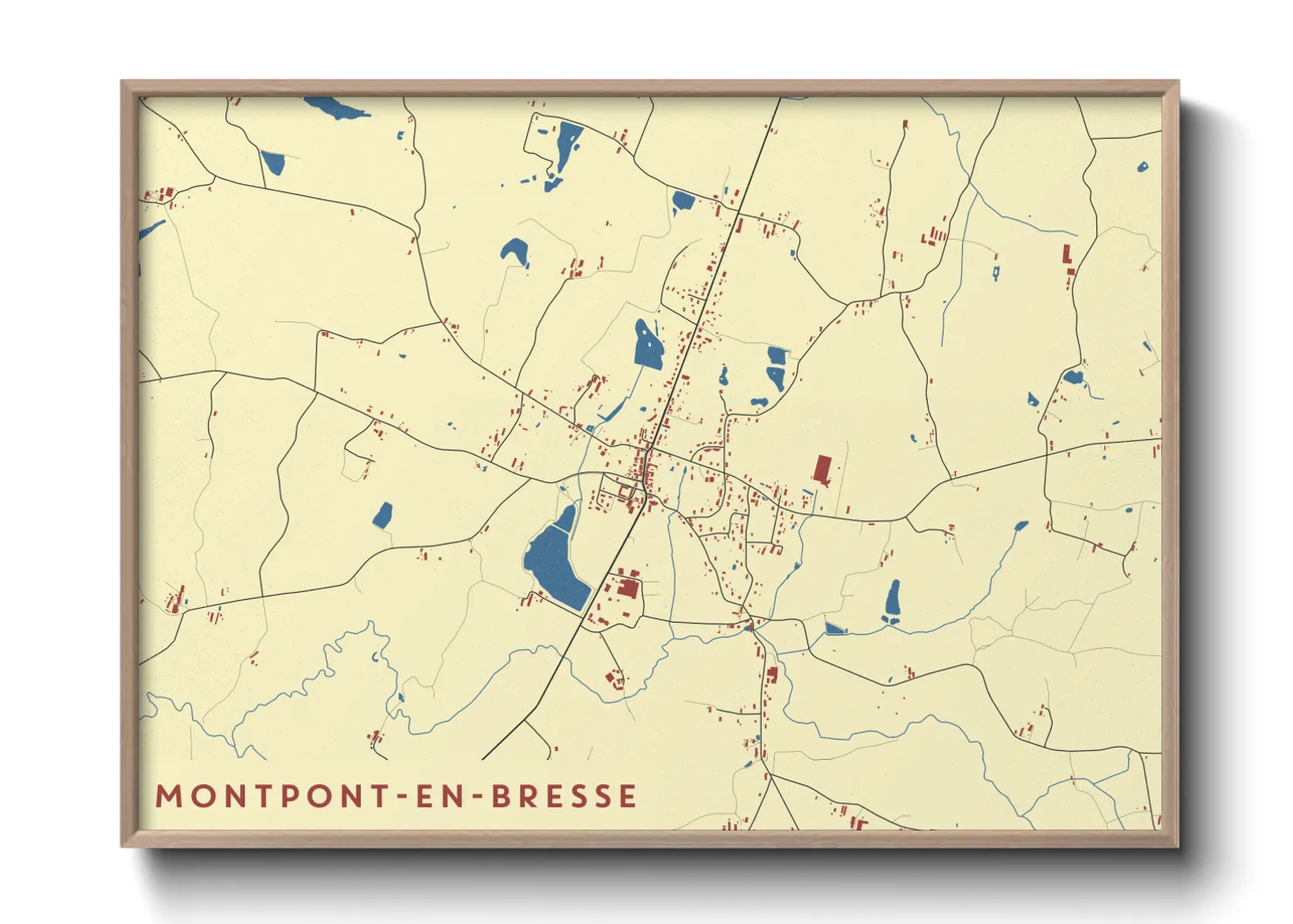Une affiche de carte sur Montpont-en-Bresse