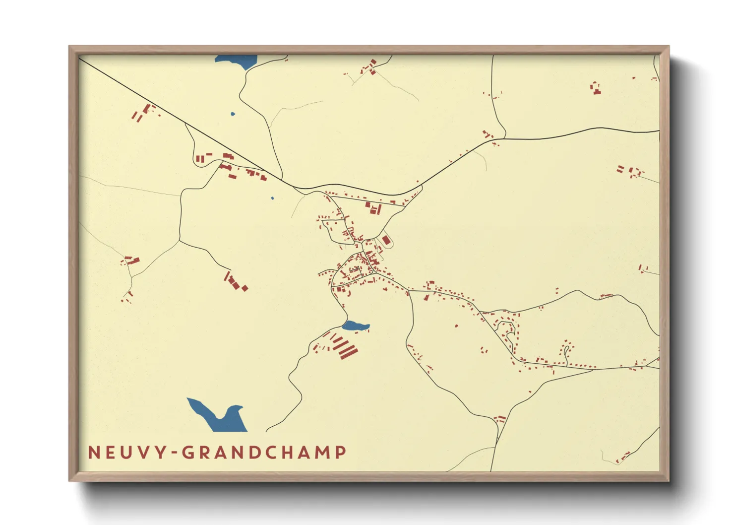 Une affiche de carte sur Neuvy-Grandchamp