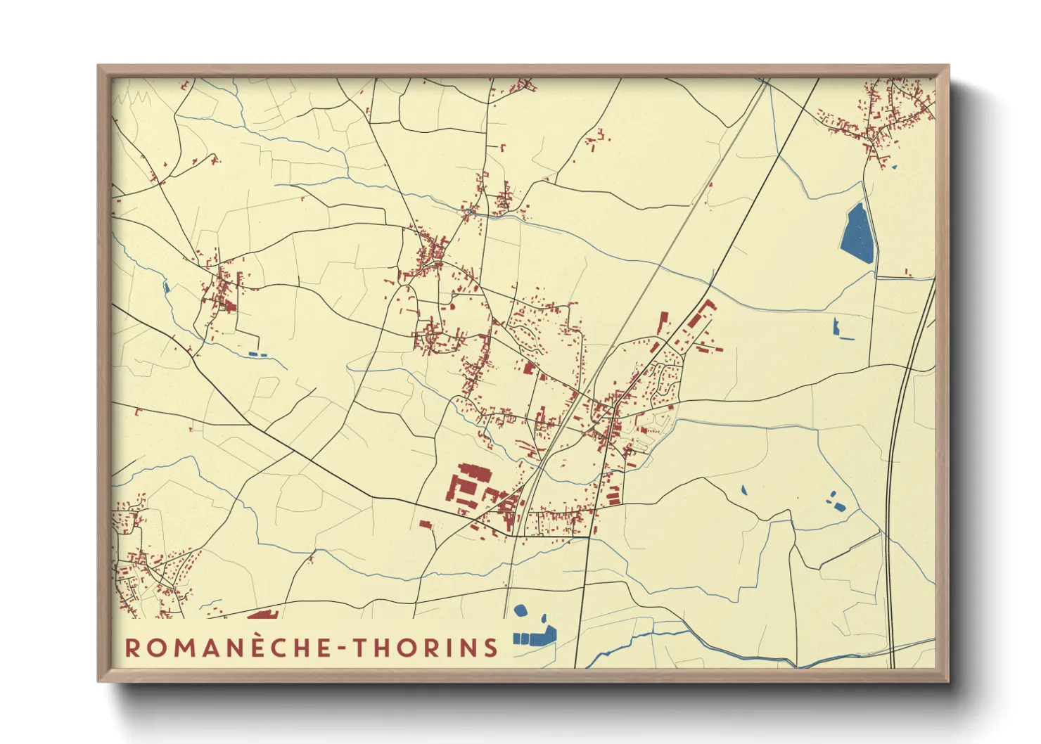 Une affiche de carte sur Romanèche-Thorins