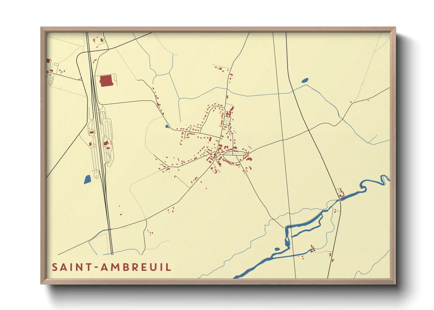 Une affiche de carte sur Saint-Ambreuil