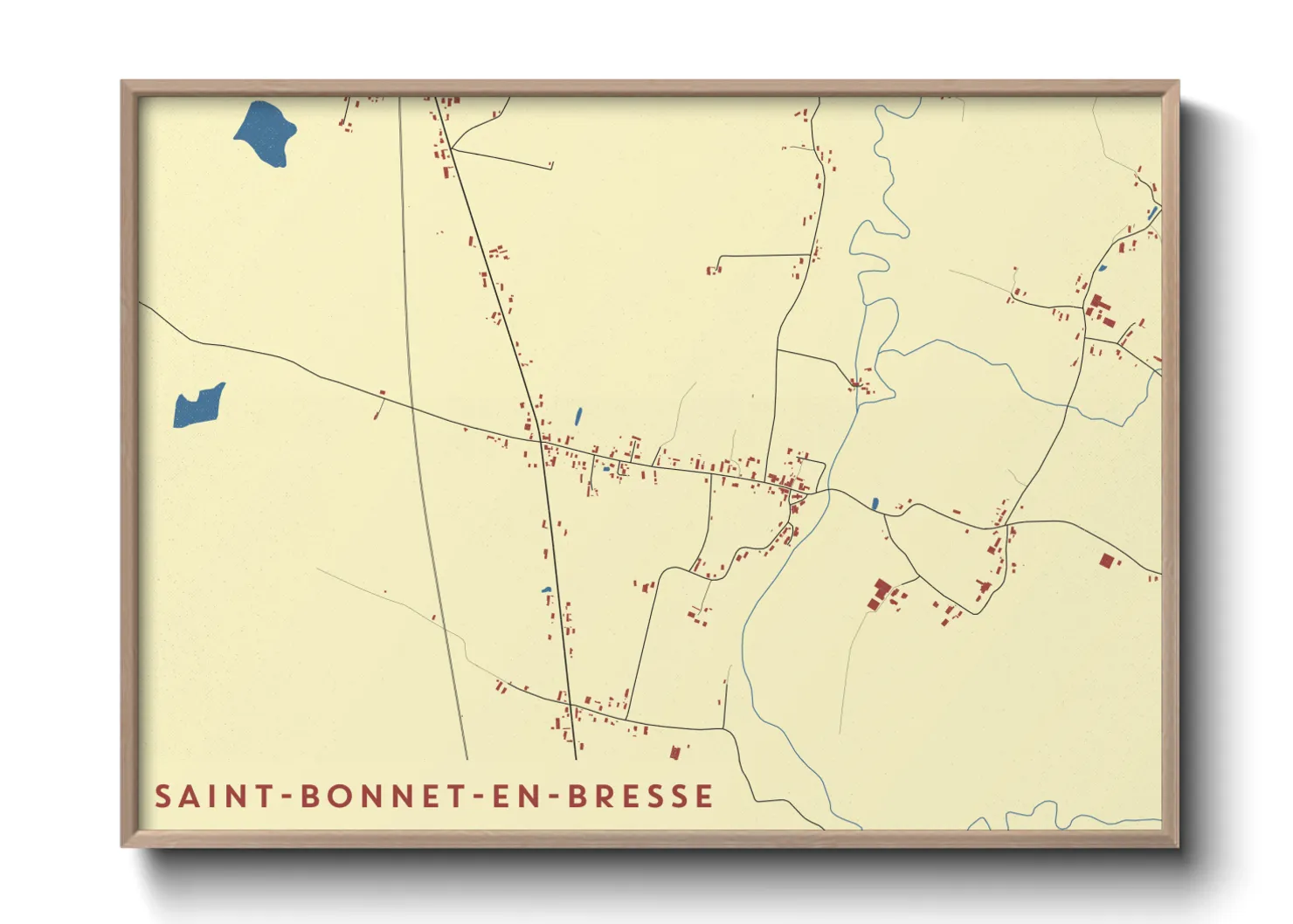 Une affiche de carte sur Saint-Bonnet-en-Bresse