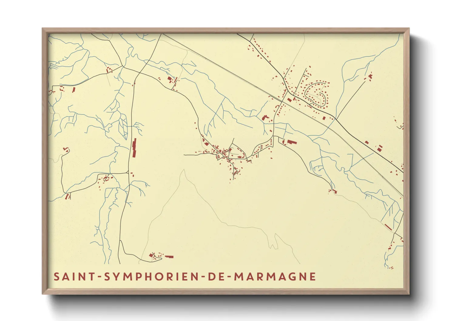 Une affiche de carte sur Saint-Symphorien-de-Marmagne