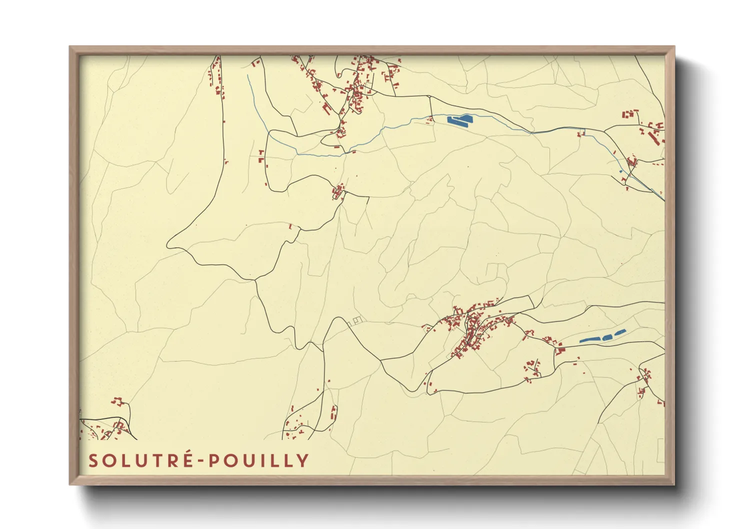Une affiche de carte sur Solutré-Pouilly
