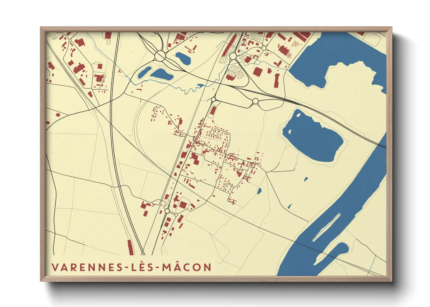 Une affiche de carte sur Varennes-lès-Mâcon