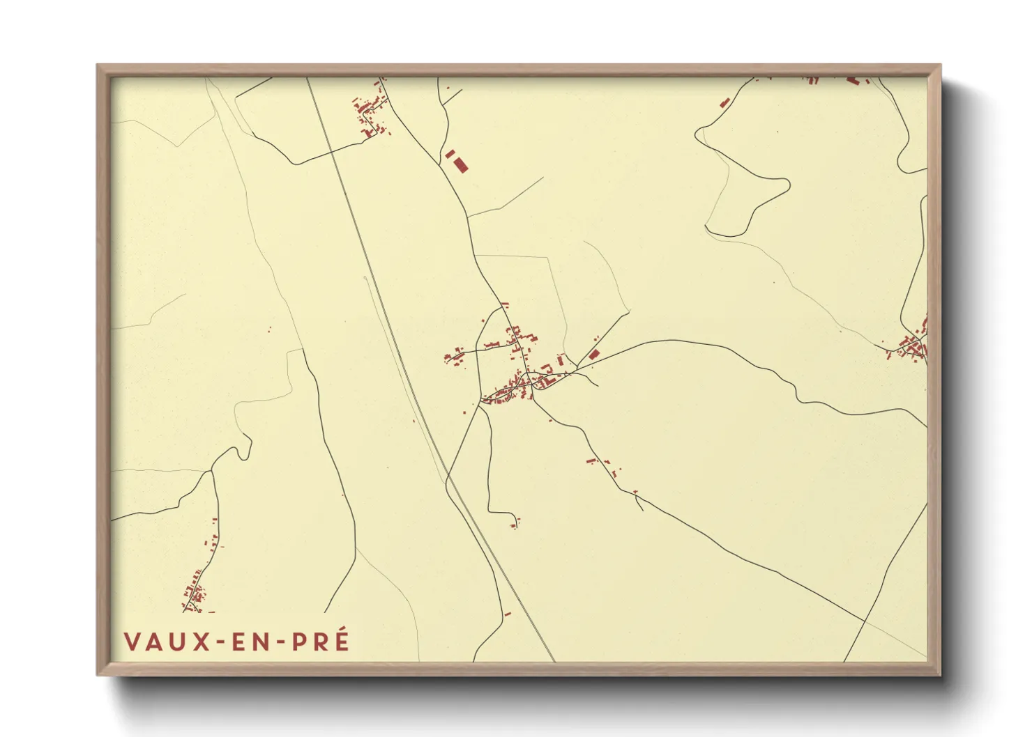 Une affiche de carte sur Vaux-en-Pré