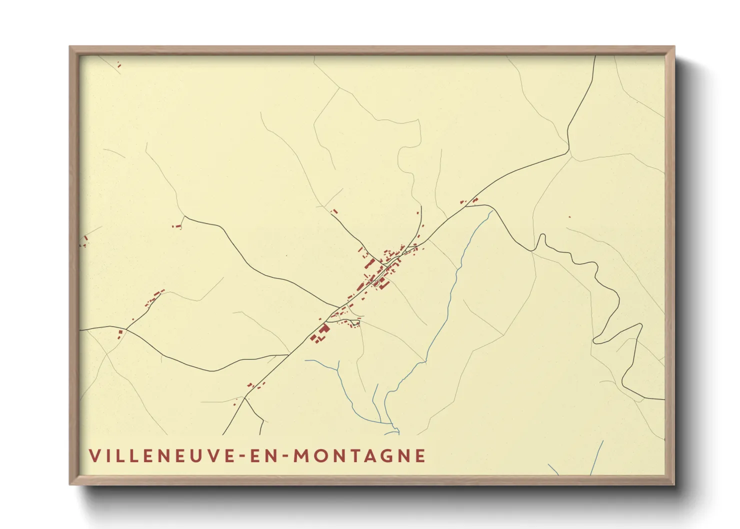 Une affiche de carte sur Villeneuve-en-Montagne