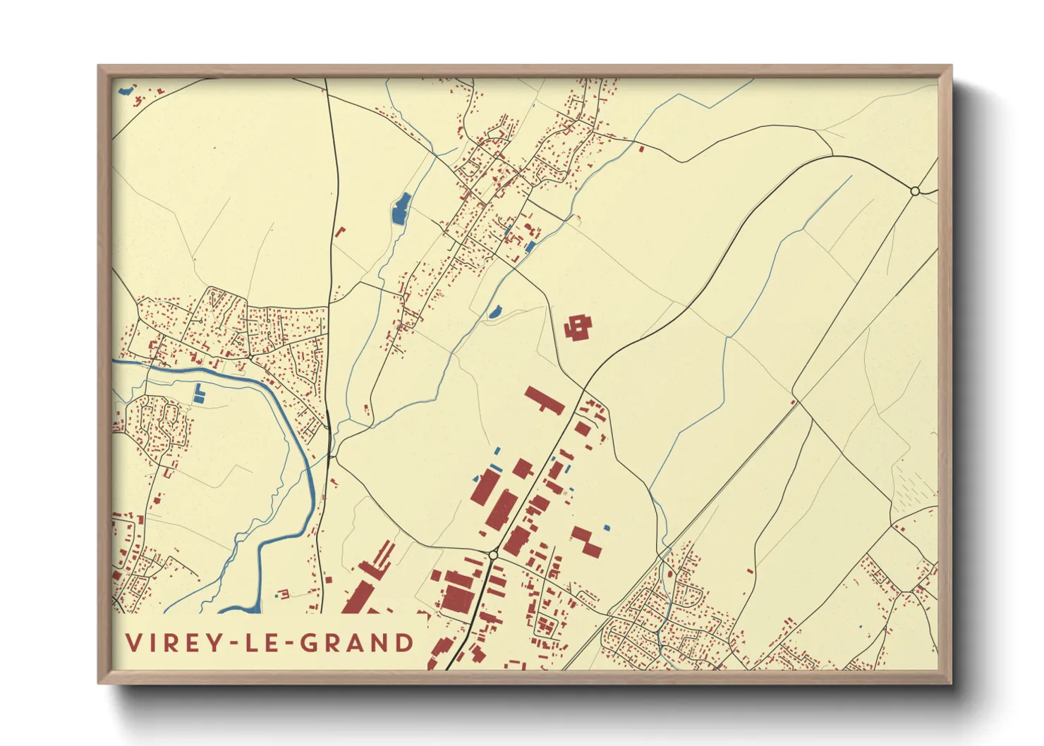 Une affiche de carte sur Virey-le-Grand