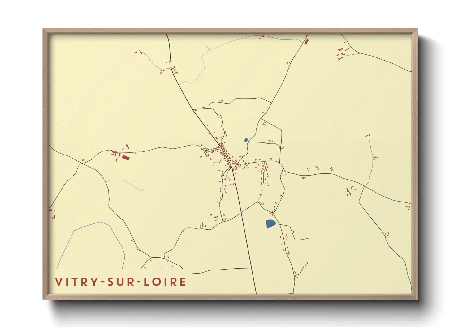 Une affiche de carte sur Vitry-sur-Loire