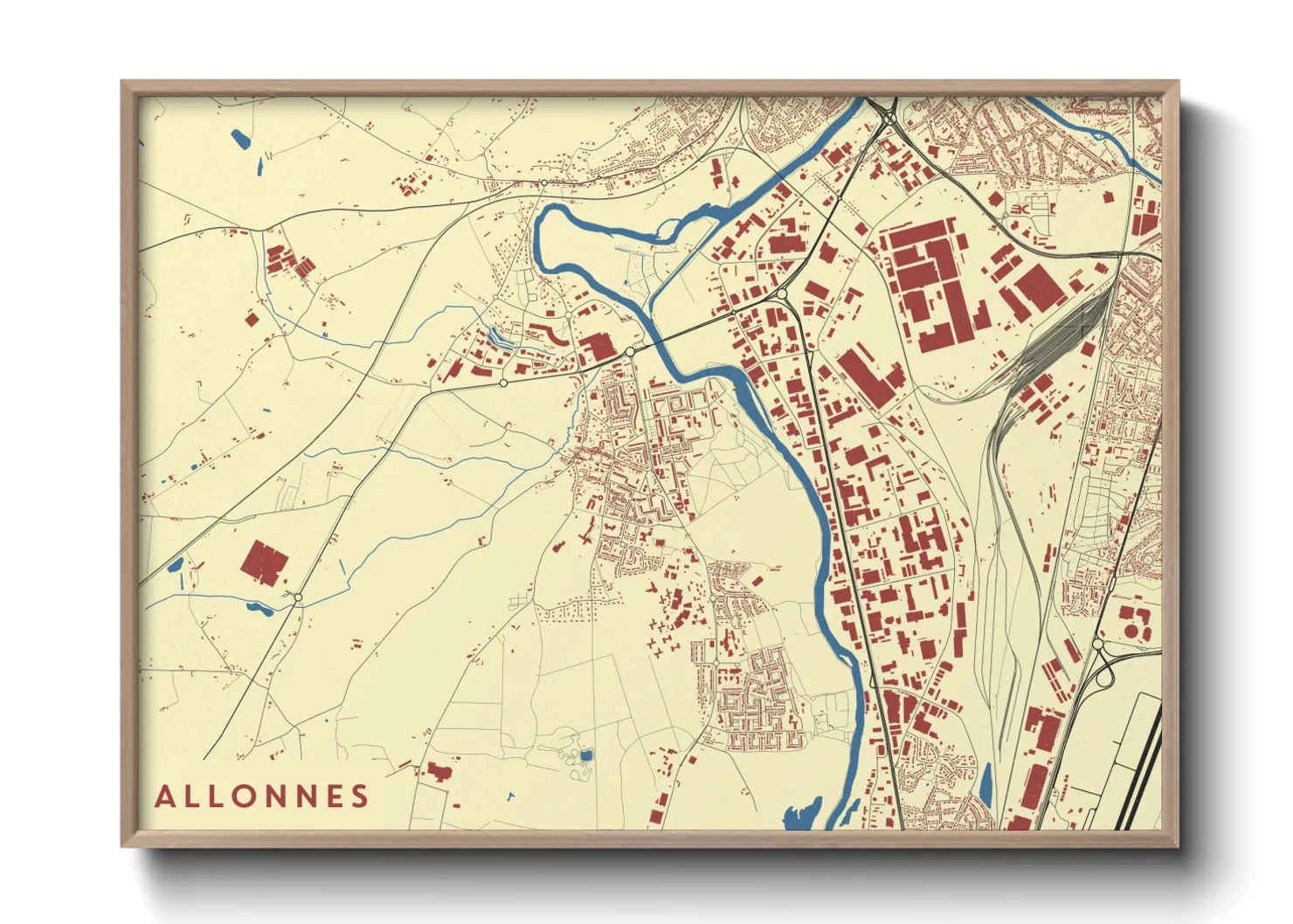 Une affiche de carte sur Allonnes