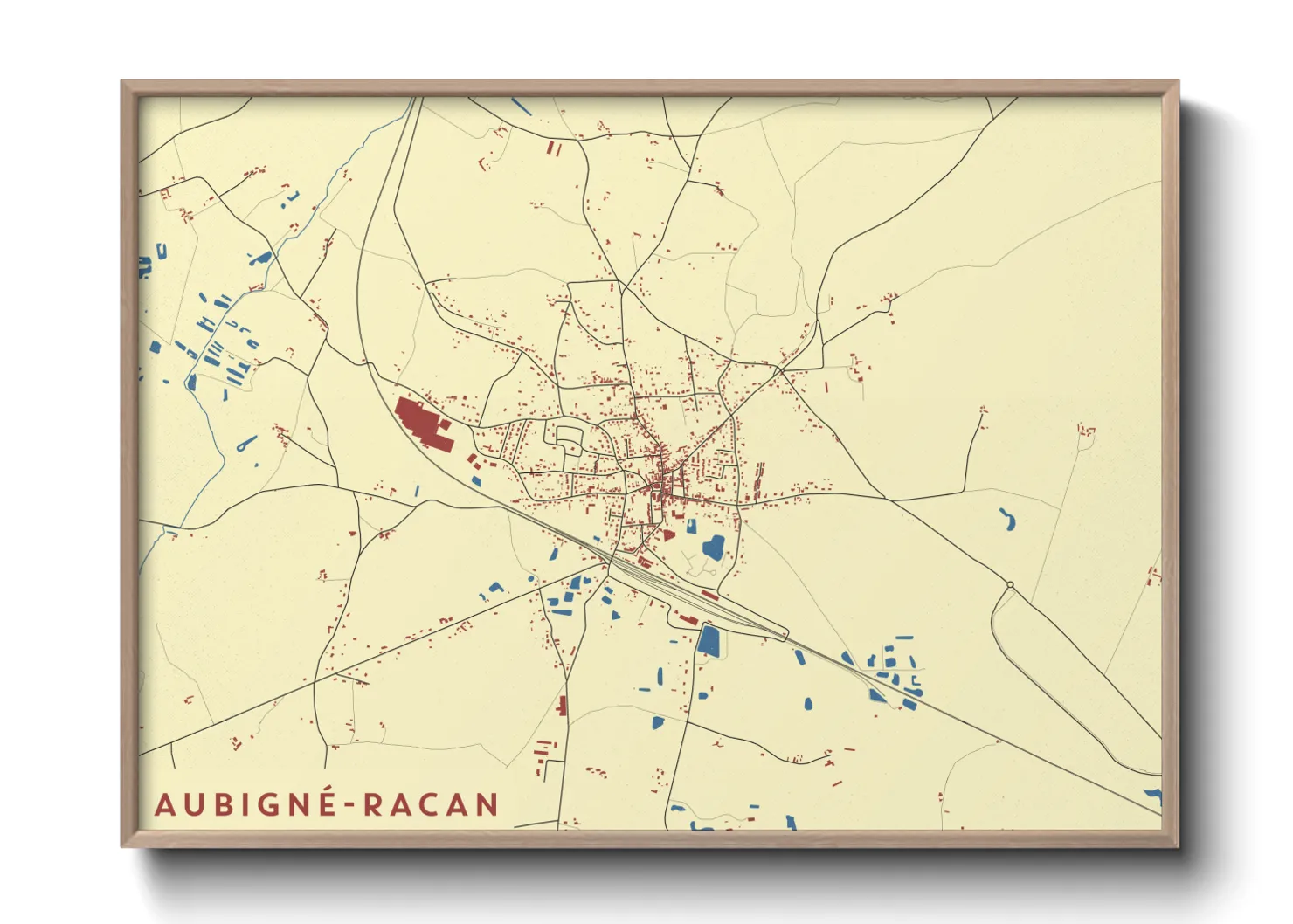 Une affiche de carte sur Aubigné-Racan