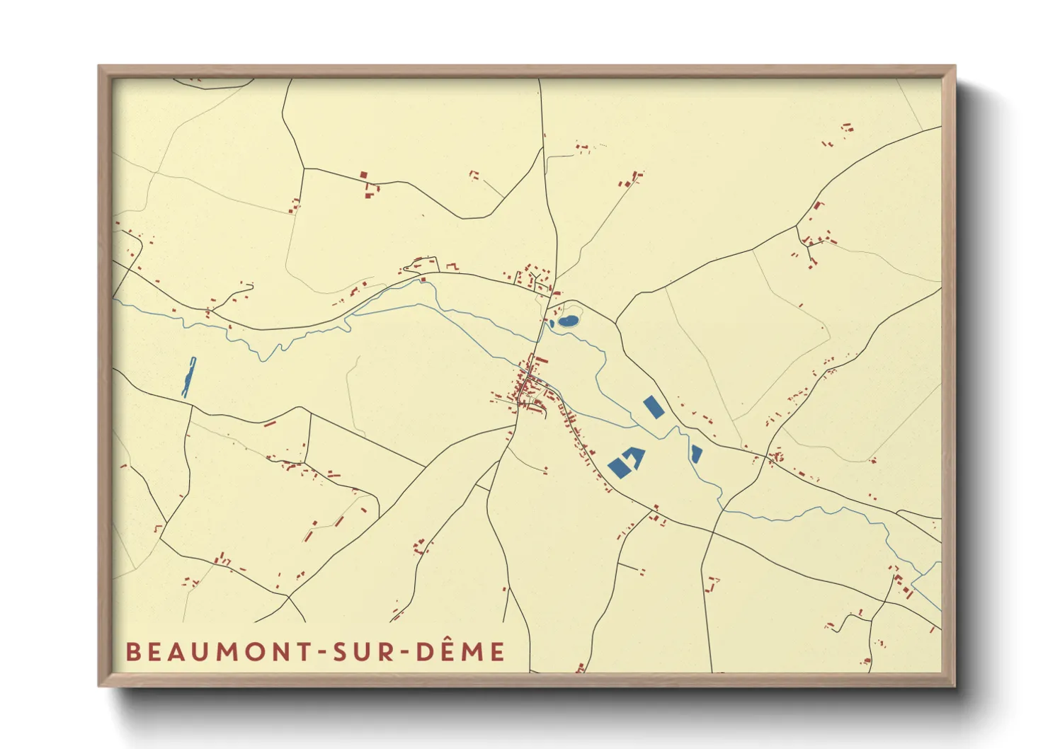 Une affiche de carte sur Beaumont-sur-Dême