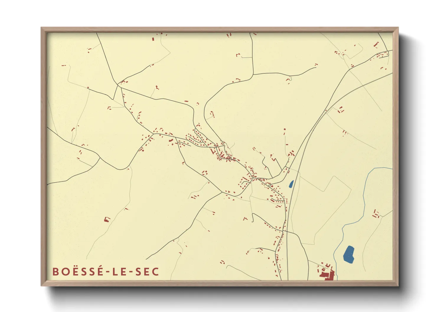 Une affiche de carte sur Boëssé-le-Sec