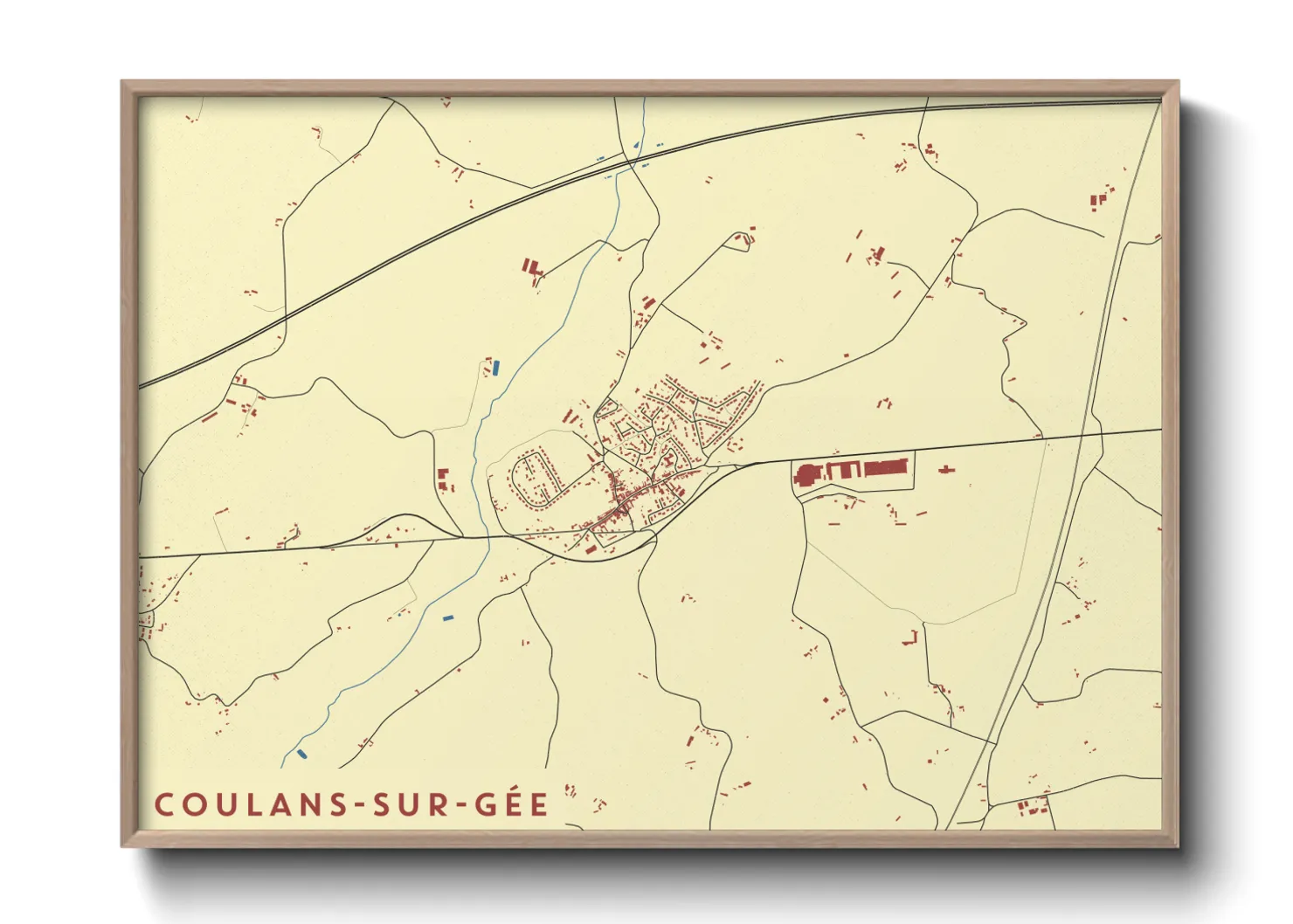 Une affiche de carte sur Coulans-sur-Gée