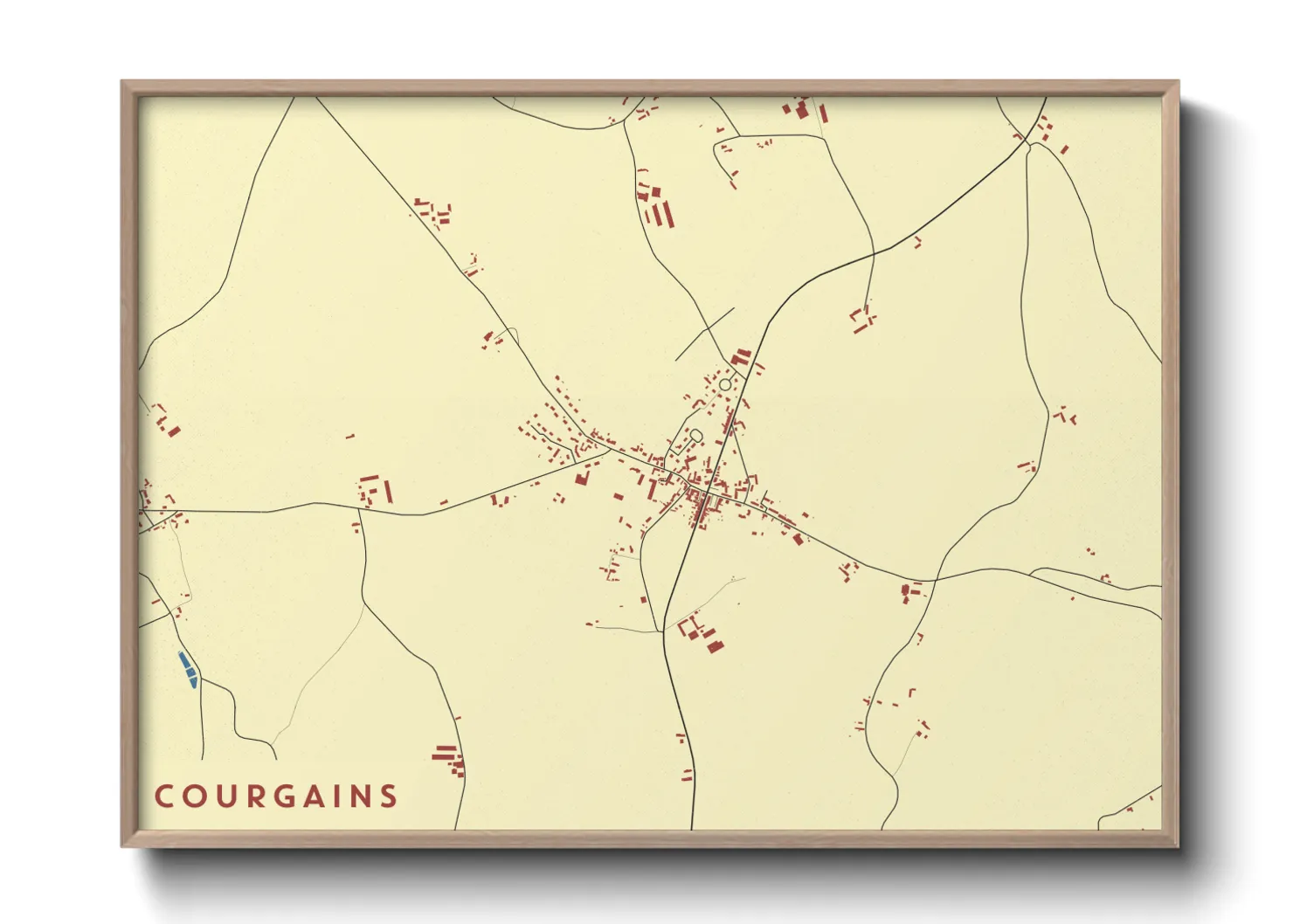 Une affiche de carte sur Courgains
