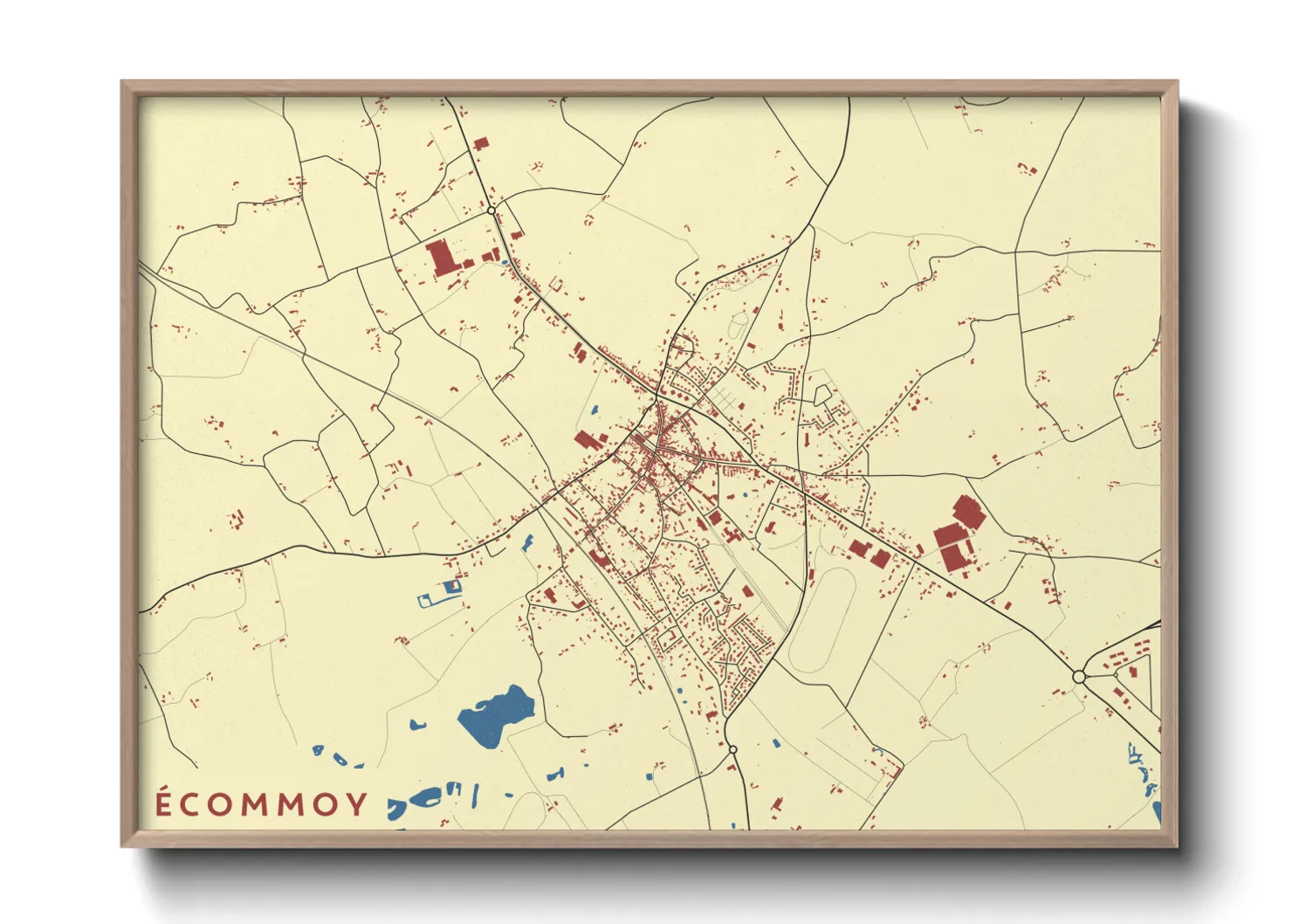 Une affiche de carte sur Écommoy