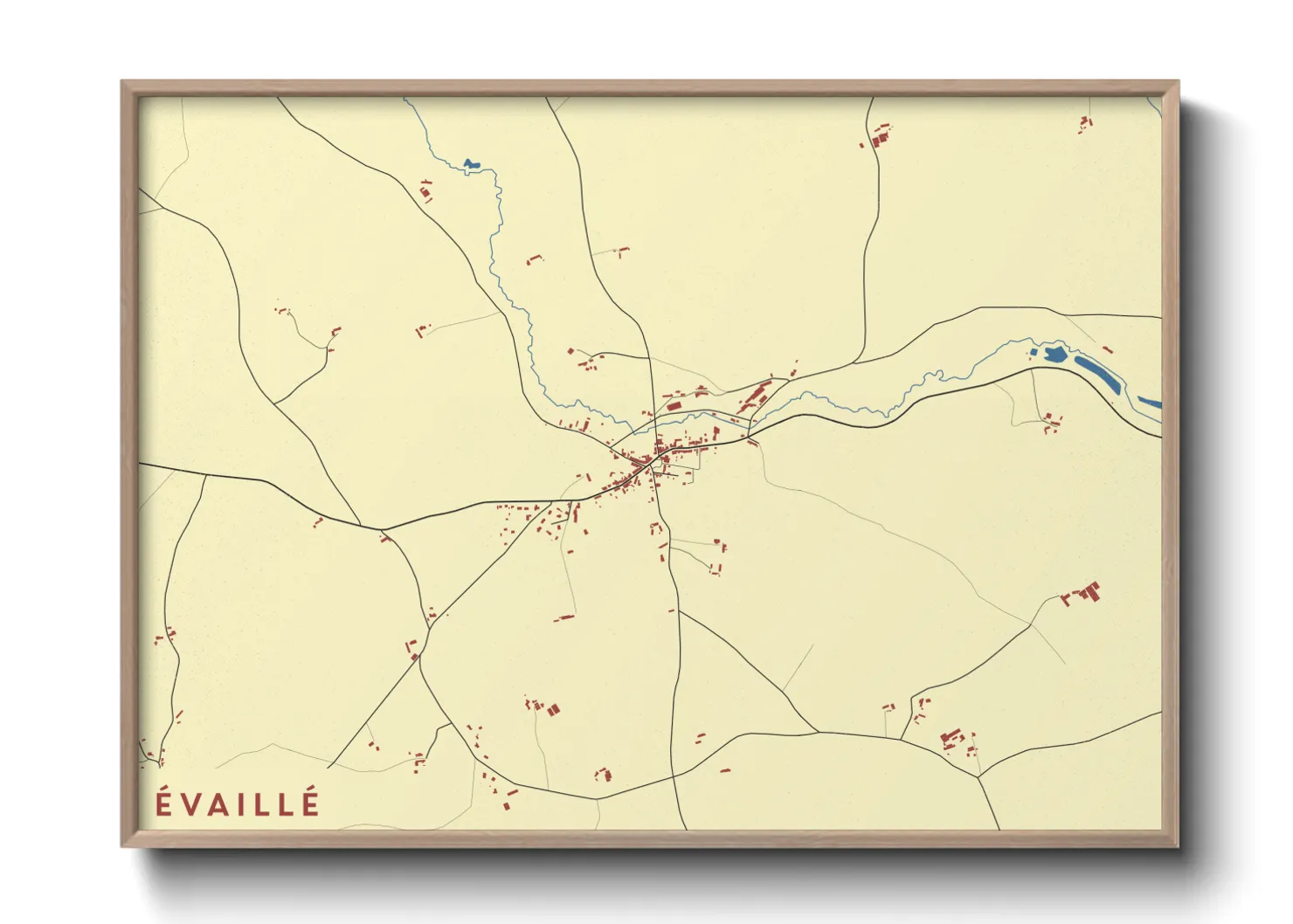 Une affiche de carte sur Évaillé