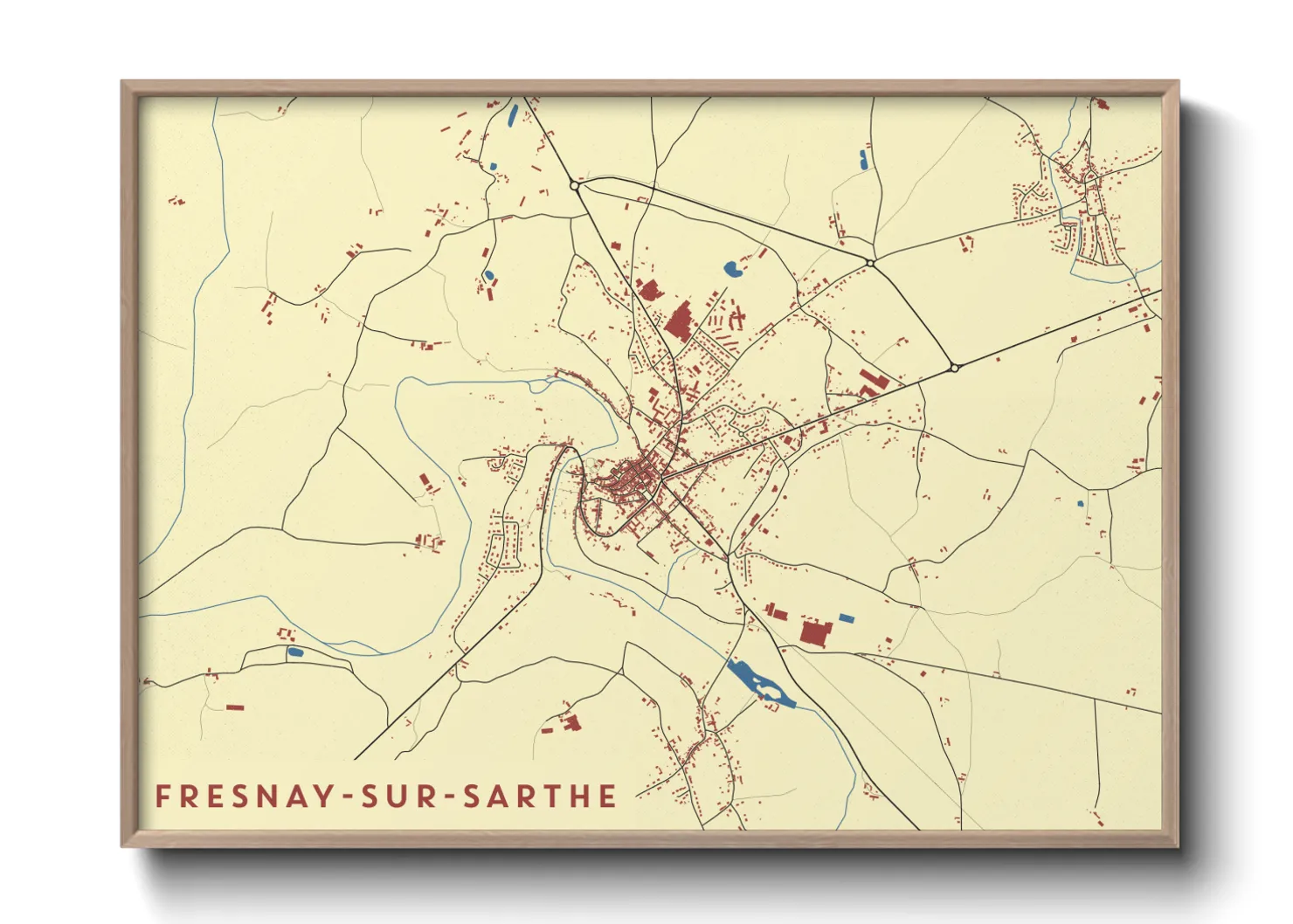 Une affiche de carte sur Fresnay-sur-Sarthe