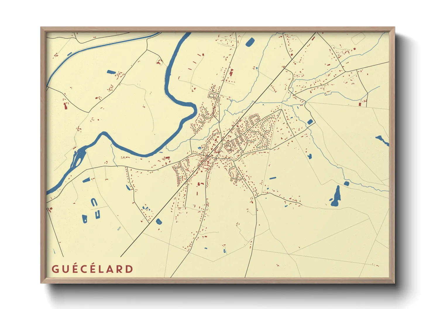 Une affiche de carte sur Guécélard
