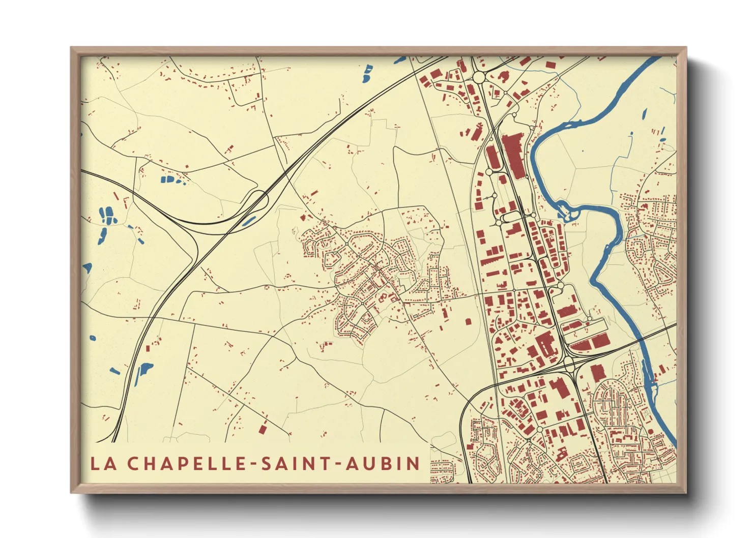 Une affiche de carte sur La Chapelle-Saint-Aubin