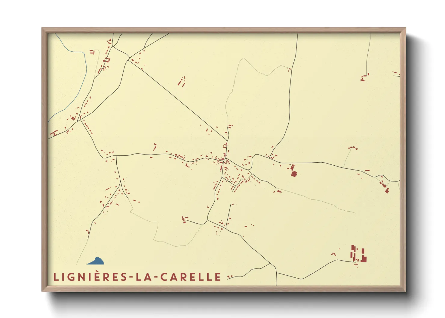 Une affiche de carte sur Lignières-la-Carelle